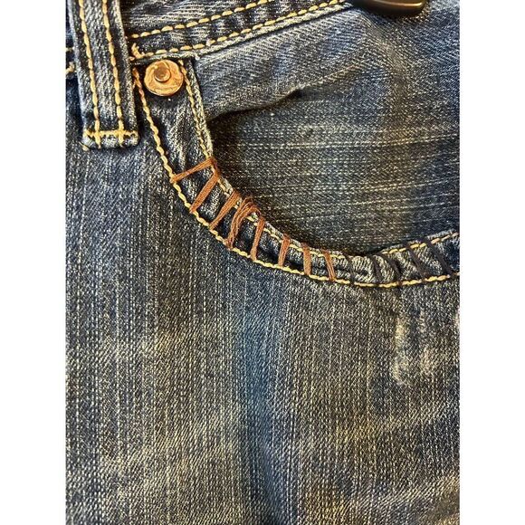 MACHINE Mens Relaxed Fit Distressed Dark Washed Jeans Size 36x32 Read (8939) - Picture 4 of 8